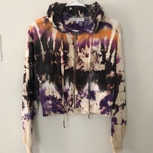 Young fabulous & broke tie dye cropped hoodie